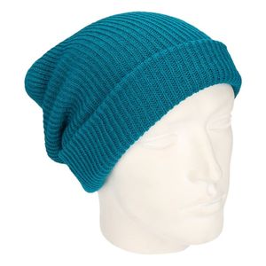 Basic beanie muts lang petrol voor heren