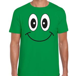 Verkleed T-shirt voor heren - Smile Emoticon - groen - carnaval - feestkleding