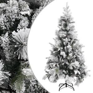 vidaXL Kerstboom met dennenappels en sneeuw 225 cm PVC en PE