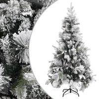 vidaXL Kerstboom met dennenappels en sneeuw 225 cm PVC en PE - thumbnail