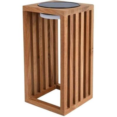 Decoratieve zonnelantaarn - LUMISKY - CHENNAI - H30 cm - Massief teakhout - Warm witte LED