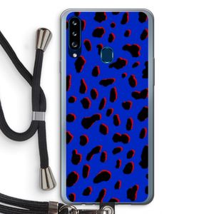 Blue Leopard: Samsung Galaxy A20s Transparant Hoesje met koord