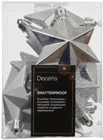 Ster kunststof L9b9h12 cm zilver 12 st Shatterproof Decoris - Decoris Ster kunststof L9b9h12 cm zilver 12 st Shatterproof Decoris - Decoris
