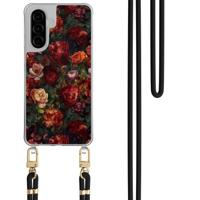 Samsung Galaxy A57 hoesje met zwart koord - Floral garden