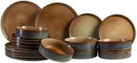 Cosy & Trendy Serviesset Quintana Amber 18-delig / 6 personen - 6 dinerborden, 6 diepe borden en 6 ontbijtborden