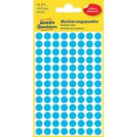 Etiket avery 3011 rond 8mm blauw 416st