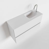 Toiletmeubel Mondiaz Ada | 80 cm | Meubelkleur Talc | Lex wastafel Talc Rechts | 1 kraangat