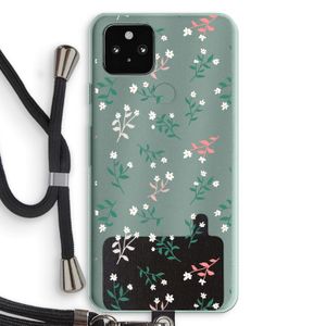 Small white flowers: Pixel 5a 5G Transparant Hoesje met koord