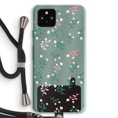 Small white flowers: Pixel 5a 5G Transparant Hoesje met koord