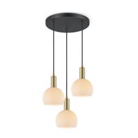 Moderne Hanglamp Credo - Messing - 30/30/125cm - 3 lichts hanglamp gemaakt van Glas en Metaal - geschikt voor E14 LED lichtbron - Dekra getest - Pendellamp geschikt voor woonkamer, slaapkamer en keuken - thumbnail