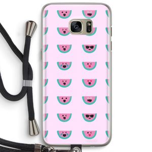Smiley watermeloenprint: Samsung Galaxy S7 Edge Transparant Hoesje met koord