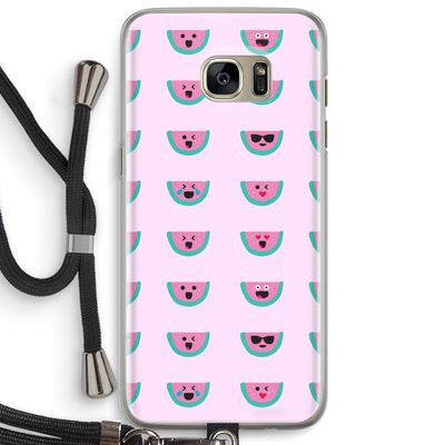 Smiley watermeloenprint: Samsung Galaxy S7 Edge Transparant Hoesje met koord