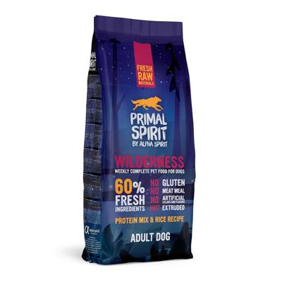 PRIMAL SPIRIT Wilderness 60% Vlees Varkensvlees en Kip - halfvochtig hondenvoer - 12 kg