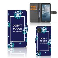 Nokia C2 2nd Edition Portemonnee Hoesje Flowers Blue DTMP