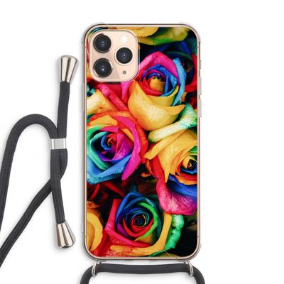 Neon bloemen: iPhone 11 Pro Max Transparant Hoesje met koord