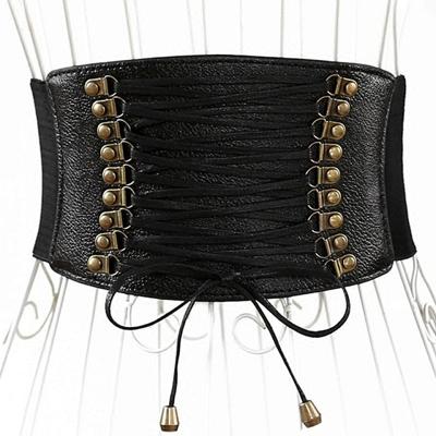 Vrouwelijke elastische kwast brede riem decoratie jurk accessoires riem (zwart)