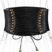 Vrouwelijke elastische kwast brede riem decoratie jurk accessoires riem (zwart)