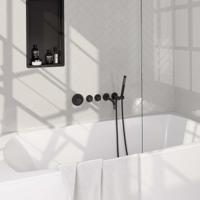 Brauer Black Edition Thermostatische Inbouw Badkraan Uitloop - Staaf - Doucheslang - Wandaansluitbocht - Handdouche - Mat Zwart