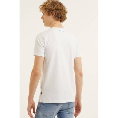 Purewhite T-shirt met logo wit/lichtblauw