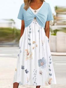 Casual Floral Short Sleeve Two-Piece Set