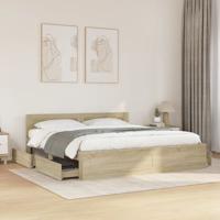 Bedframe met hoofdeinde bewerkt hout sonoma eiken 200x200 cm