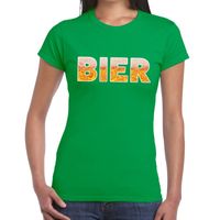 Bier fun t-shirt groen voor dames 2XL  - - thumbnail