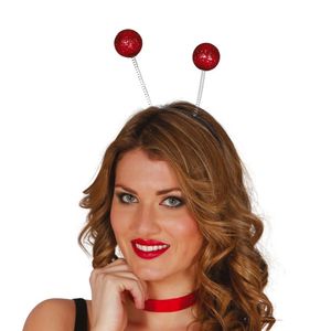 Verkleed diadeem discoballen/Aliens sprieten - rood - meisjes/dames - Carnaval