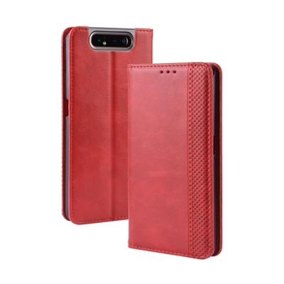Magnetische Buckle retro Crazy Horse textuur horizontale Flip lederen case voor Galaxy A80/A90 met houder & kaartsleuven & fotolijstjes (rood)