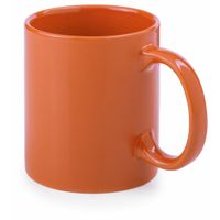 Koffie mokken/bekers - 1x - keramiek - glans - met oor - oranje - 370 ml