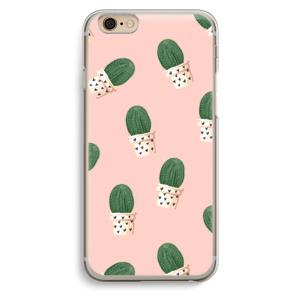 Cactusprint roze: iPhone 6 / 6S Transparant Hoesje