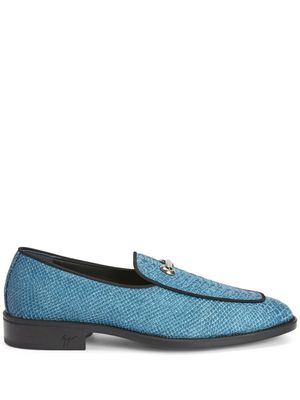 Giuseppe Zanotti mocassins en cuir à effet peau de serpent - Bleu