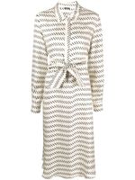 Kiton monogram-pattern silk midi dress - Blanc - thumbnail