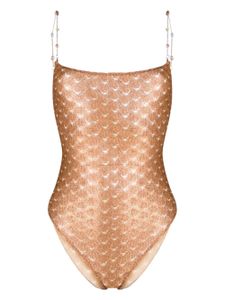 Missoni maillot de bain métallisé à dos-ouvert - Marron