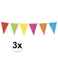 Boland Vlaggenlijn - 3x - in vrolijke kleuren - 10 meter - binnen/buiten - feest vlaggetjes