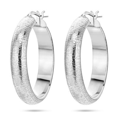 Oorringen Halfronde buis zilver 6 x 31,5 mm