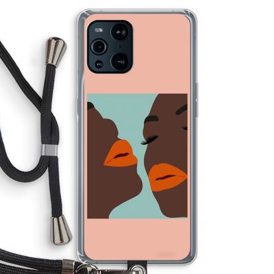 Orange lips: Oppo Find X3 Transparant Hoesje met koord