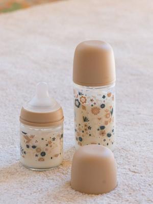 Glazen babyfles 240ml speen SXPro M - Wonderland SUAVINEX beige
