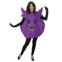 Paarse duivel emoticon kostuum voor volwassenen One size (S-XL)  -