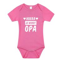 Hoera je wordt opa cadeau baby rompertje roze voor meisjes - thumbnail