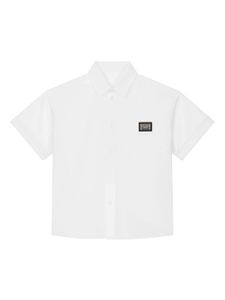 Dolce & Gabbana Kids chemise en coton à plaque logo - Blanc