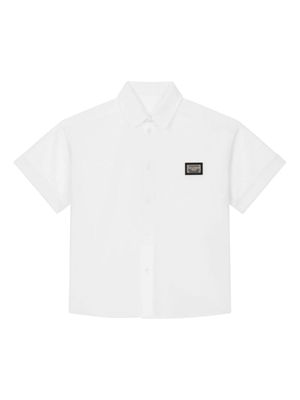 Dolce & Gabbana Kids chemise en coton à plaque logo - Blanc