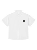 Dolce & Gabbana Kids chemise en coton à plaque logo - Blanc