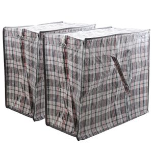 Multipak van 2x stuks mega/jumbo/XXL boodschappentas/shopper antraciet geruit 65 x 30 cm van kunstst