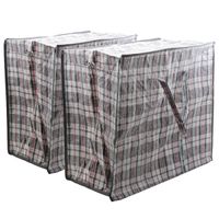 Multipak van 2x stuks mega/jumbo/XXL boodschappentas/shopper antraciet geruit 65 x 30 cm van kunstst