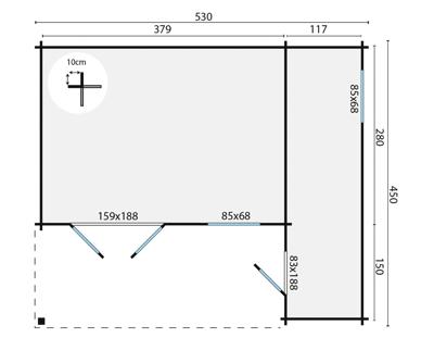 Blokhut - Tuinhuis Wolfgang | 44 mm | vuren Red Class Wood geïmpregneerd