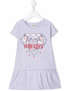 Kenzo Kids robe à imprimé éléphant - Gris