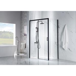 Douchecabine SaniClear Slide Black | 130x100 cm | 1 Schuifdeur | Helder glas | Zwart mat