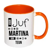 Voor Juf mok met naam (oranje)
