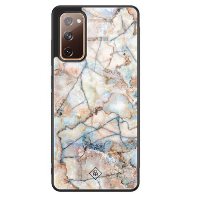 Samsung Galaxy S20 FE glazen hardcase - Marmer bruin blauw