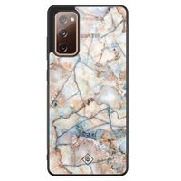 Samsung Galaxy S20 FE glazen hardcase - Marmer bruin blauw